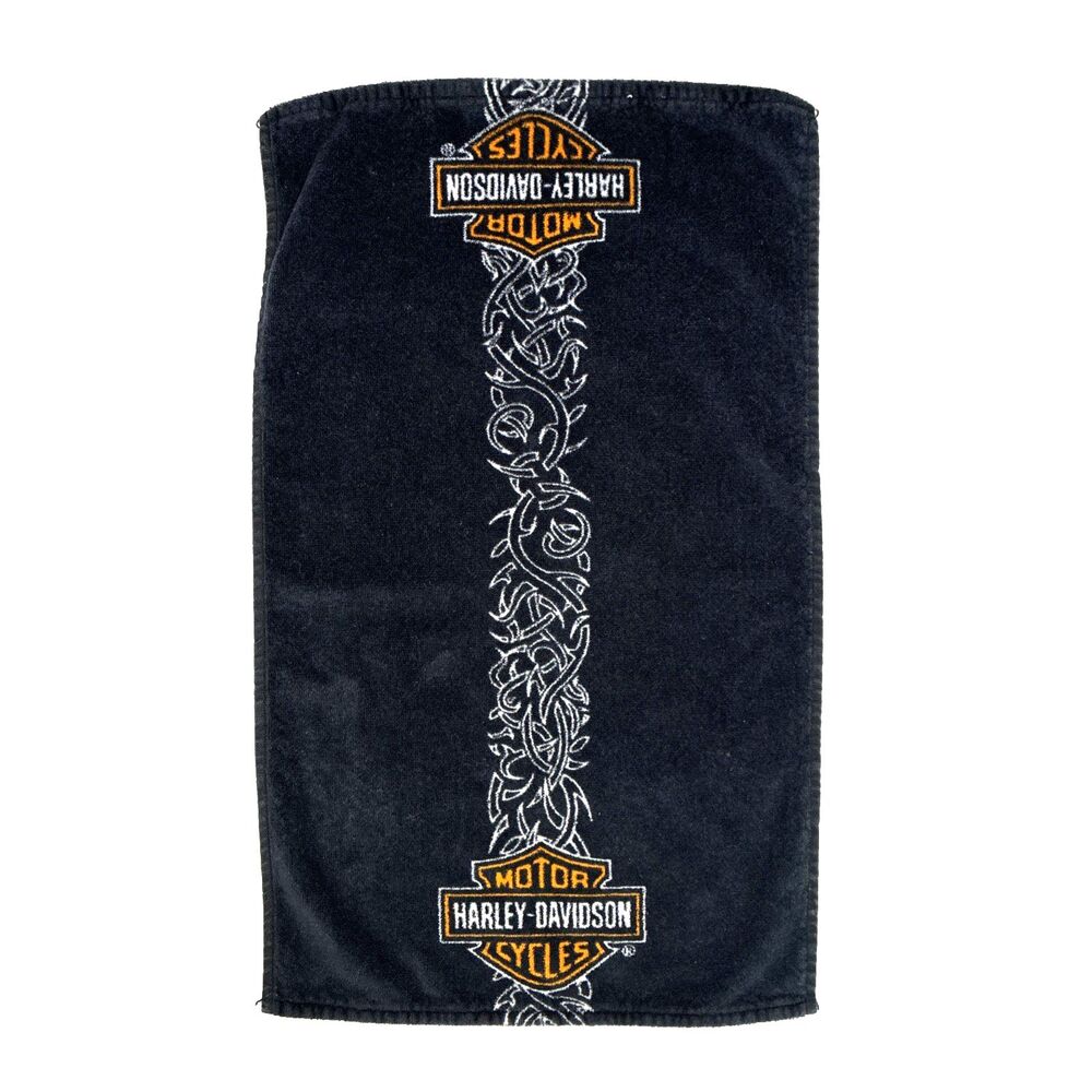 Harley Davidson Bar & Shield Tribal Print Hand Towel Black Orange Kitchen Bath